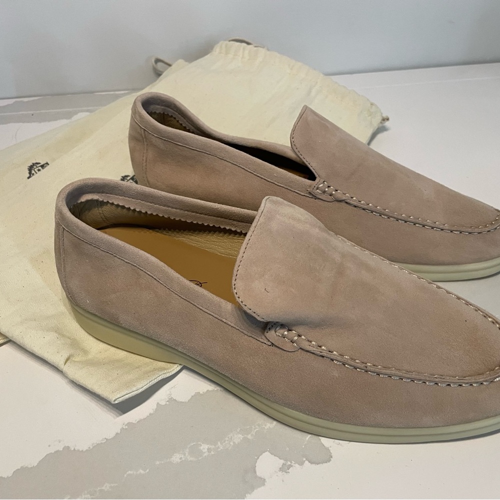 Loro Piana Taupe Suede Loafers
